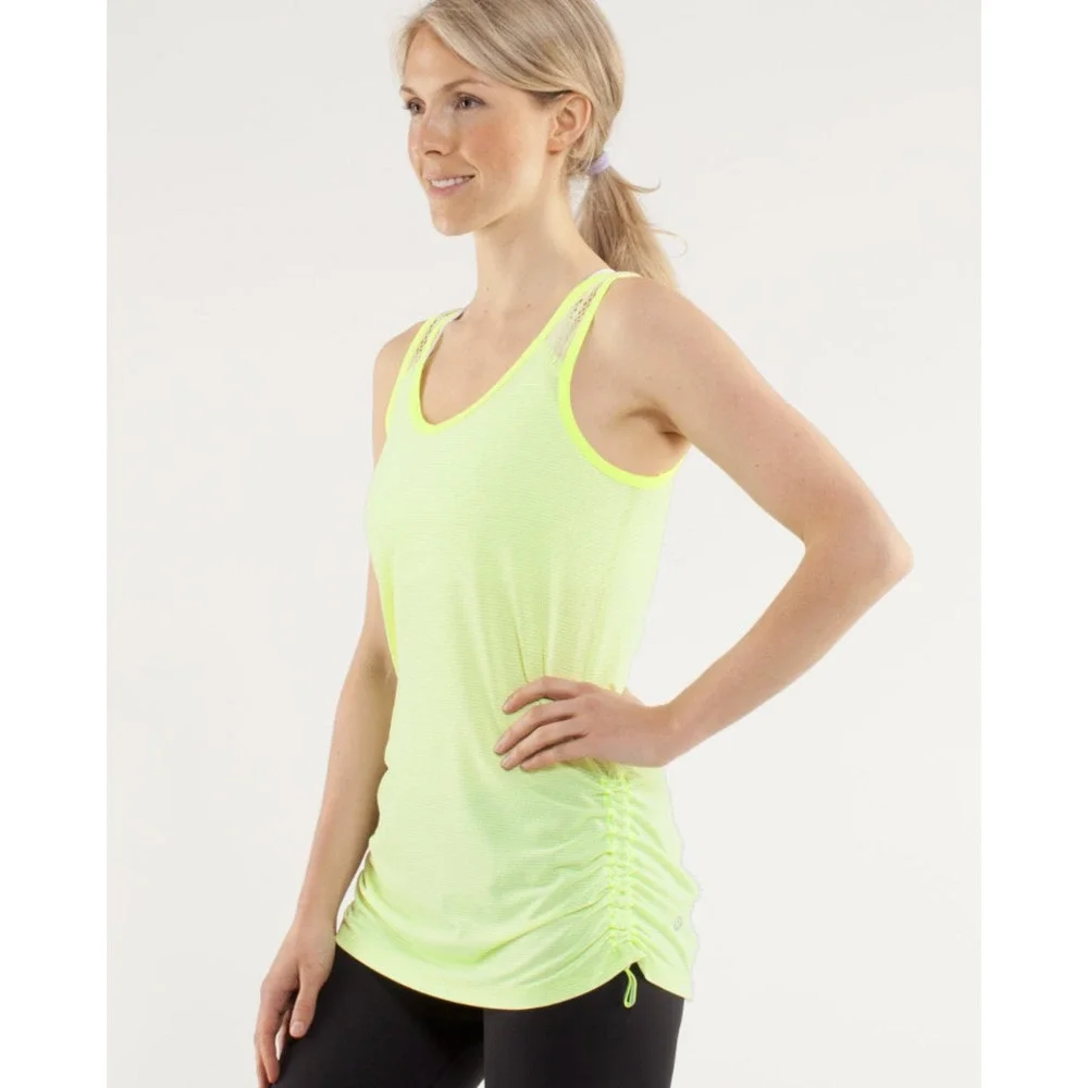Lululemon Mesh Open Back Tank Neon Size 4 NWOT